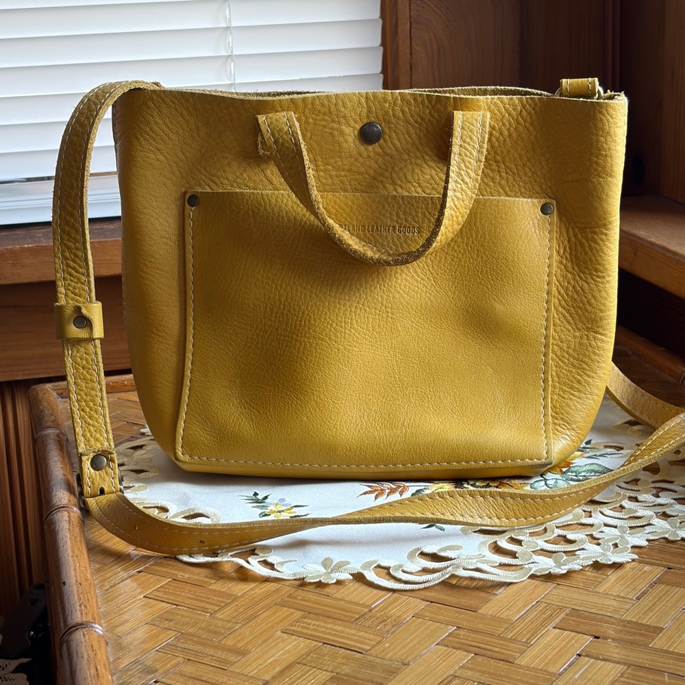 Portland Leather Mini Tote Sunflower Yellow Crossbody Leather Bag 🌻 - Picture 6 of 6